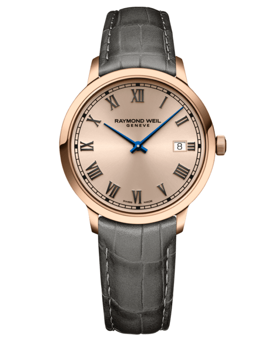 Toccata Men’s Quartz Rose Gold Dial Leather Strap Watch, 39mm