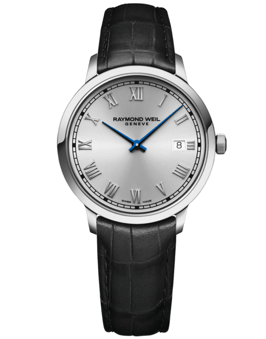 Toccata Men’s Quartz Silver Dial Leather Strap Watch, 39mm
