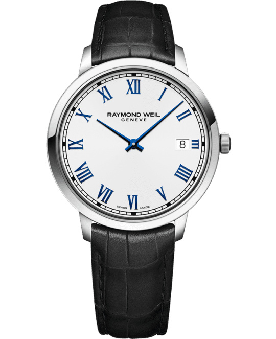 Toccata Men’s Classic White Dial Leather Quartz Watch, 42mm
