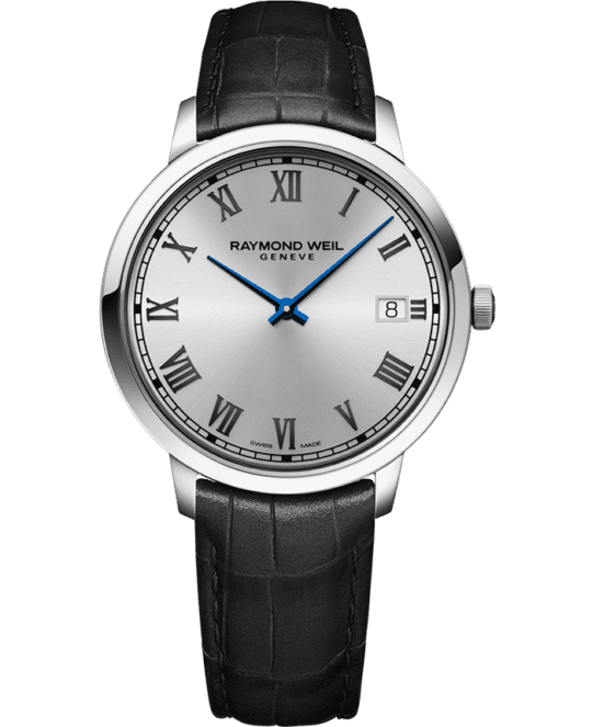 Toccata Men’s Quartz Silver Dial Leather Strap Watch, 42mm