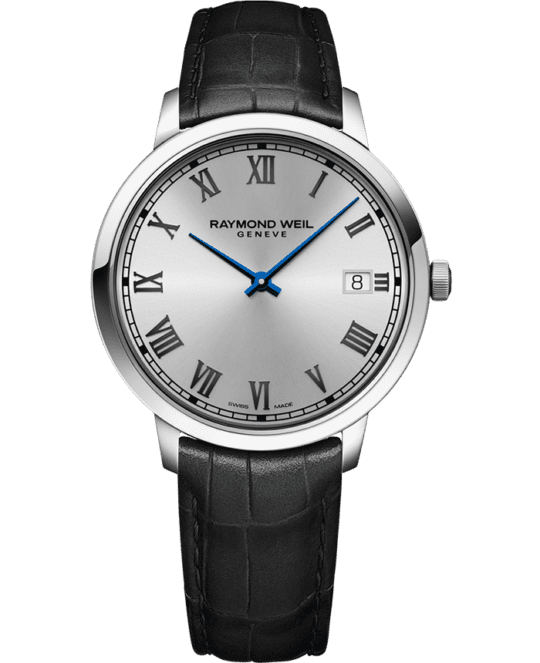 Toccata Men’s Classic Silver Dial Leather Quartz Watch, 42mm