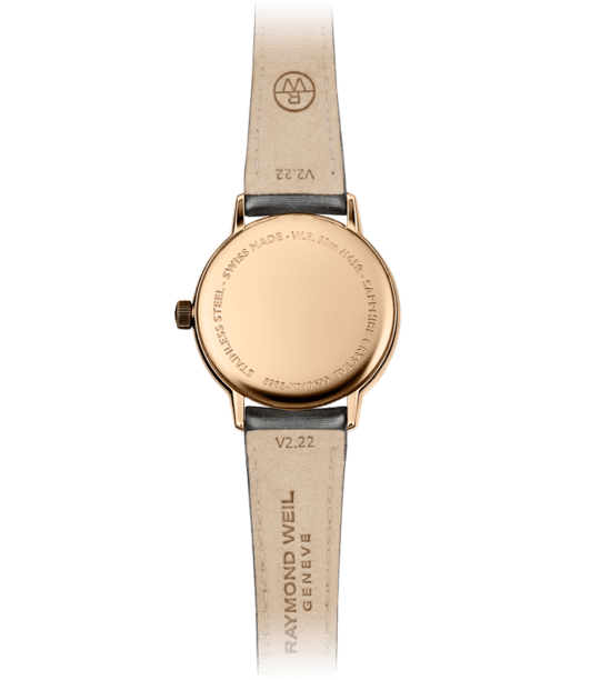 Toccata Ladies 76 Diamonds Rose Gold Dial Grey Satin Strap Watch, 29mm