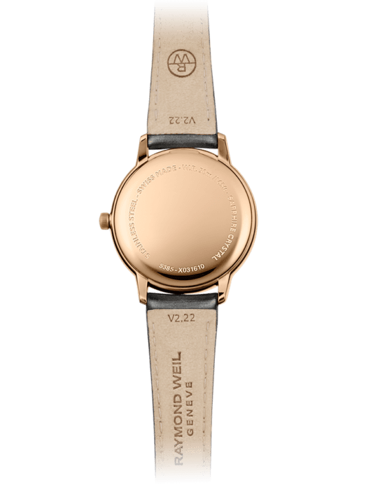 Toccata Ladies 80 Diamonds Rose Gold Dial Grey Satin Strap Watch, 34mm