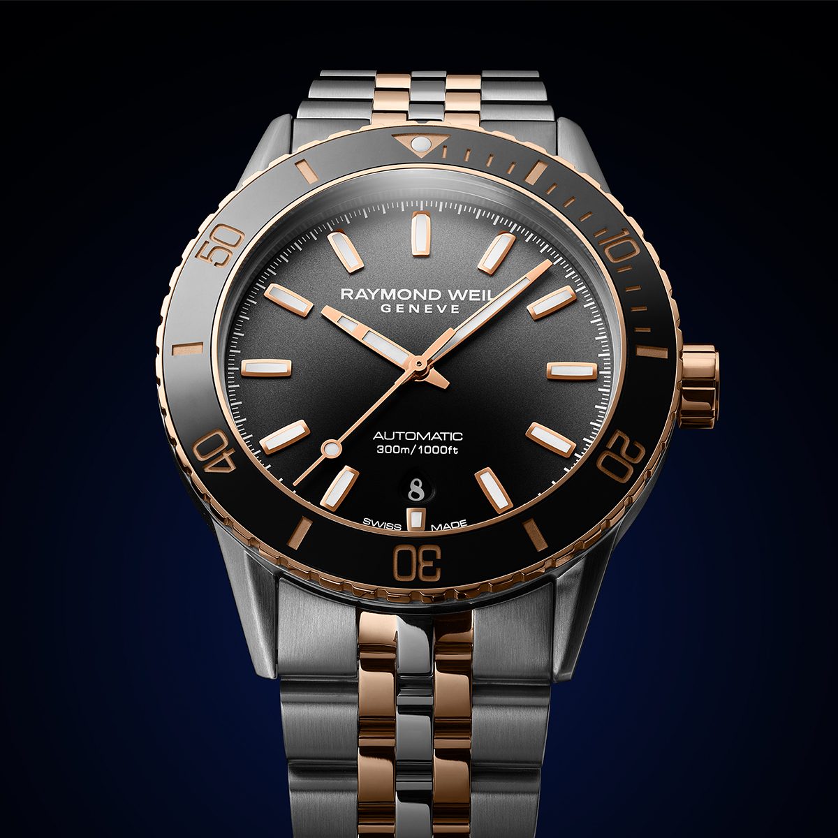 Black Dial Automatic Diving Watch With Stainless steel bracelet -  Freelancer | RAYMOND WEIL