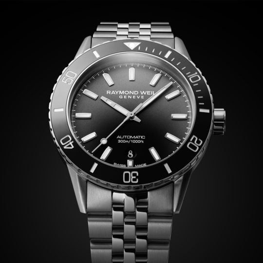 Freelancer Men’s Diver Black Dial Steel Bracelet Watch, 42.5mm
