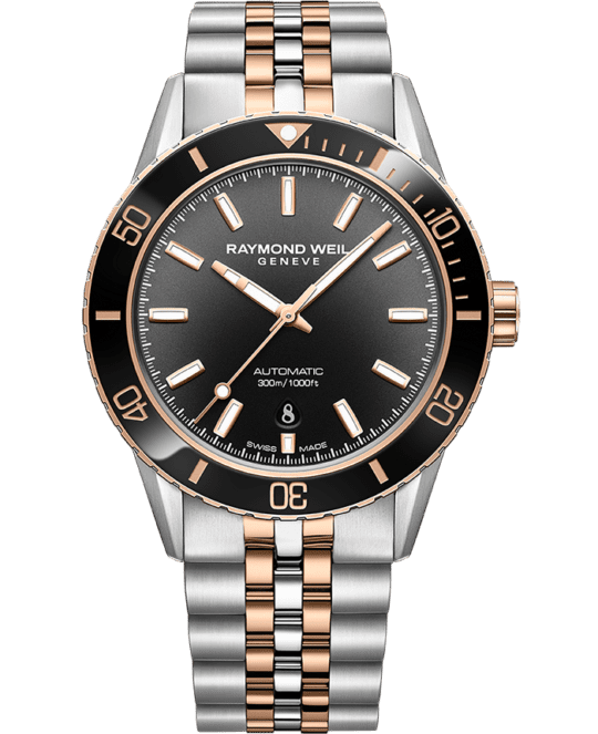 Freelancer Men’s Diver Gradient Black Dial Two-Tone Bracelet Watch, 42.5mm