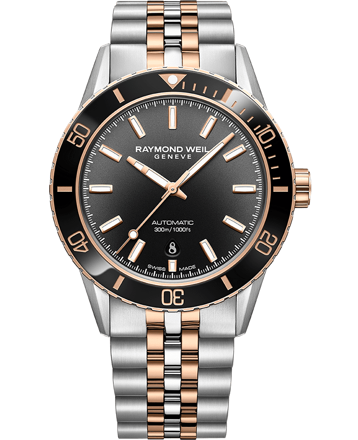 Black Dial Automatic Diving Watch With Stainless steel bracelet -  Freelancer | RAYMOND WEIL