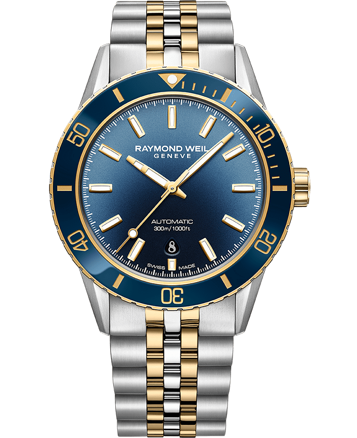 Freelancer Diver Men’s Two-Tone Gradient Blue Dial Bracelet Watch, 42.5 mm