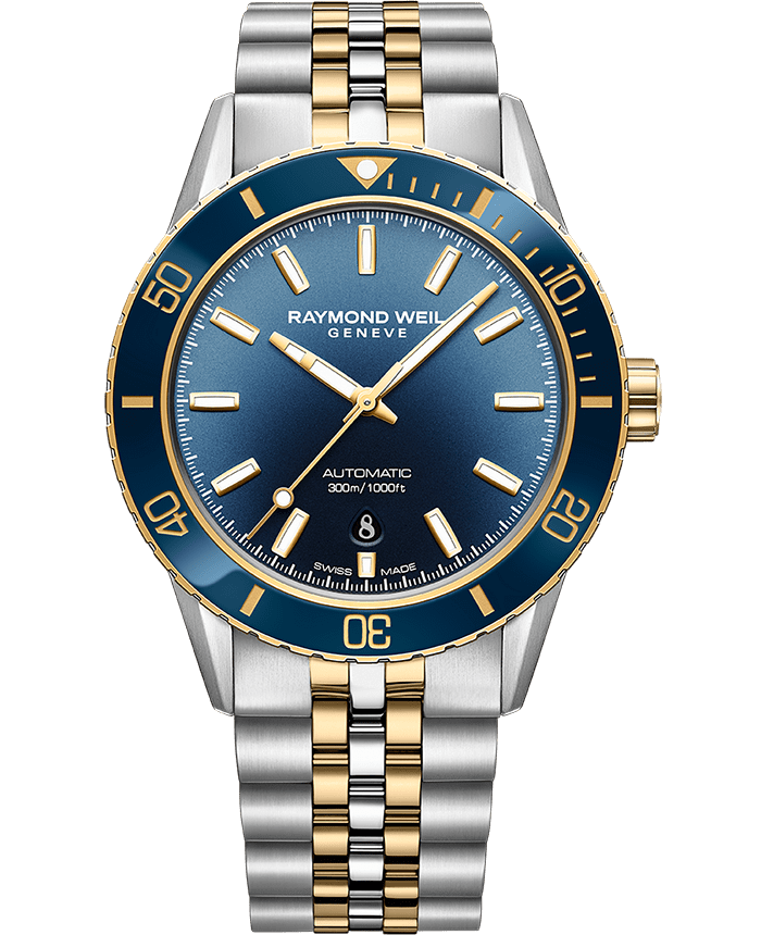 Freelancer Men’s Diver Gradient Blue Dial Two-Tone Bracelet Watch, 42.5mm
