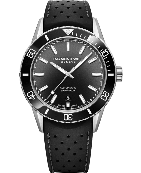Freelancer Men’s Diver Black Dial Rubber Strap Watch, 42.5mm