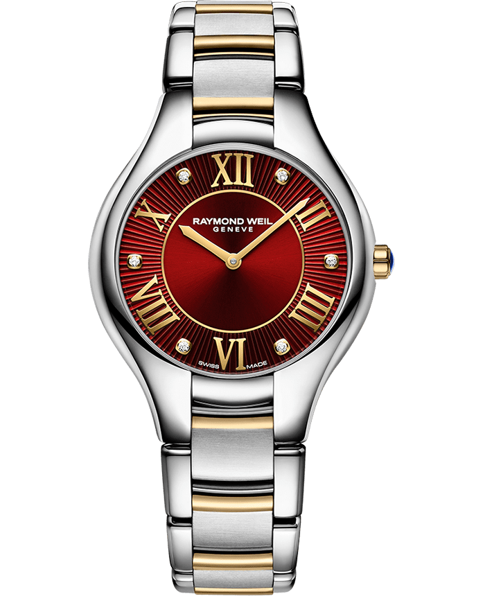 Noemia Ladies Quartz Red Dial Diamonds Watch, 32mm