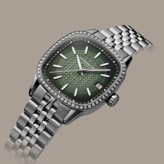 Freelancer Ladies Automatic 60 Diamonds Green Dial Bracelet Watch, 34.5 x 34.5mm