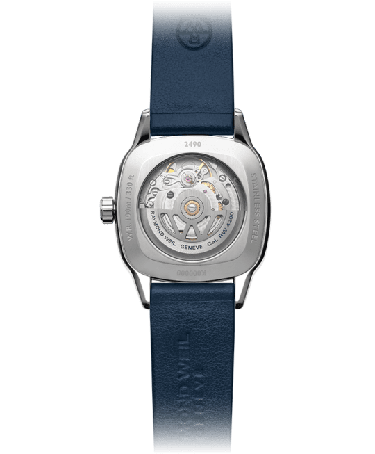 Freelancer Ladies Automatic 60 Diamonds Blue Dial Leather Strap Watch, 34.5 x 34.5mm