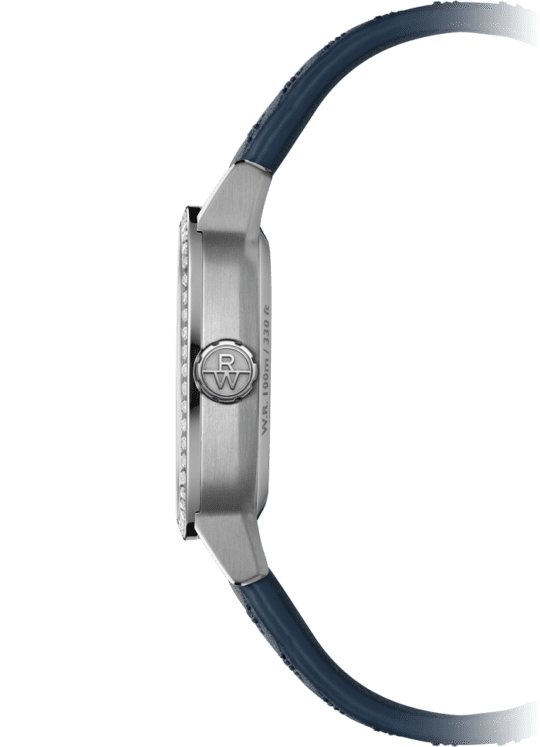 Freelancer Ladies Automatic 60 Diamonds Blue Dial Leather Strap Watch, 34.5 x 34.5mm
