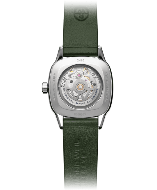 Freelancer Ladies Automatic Green Dial Leather Watch, 34.5 x 34.5 mm