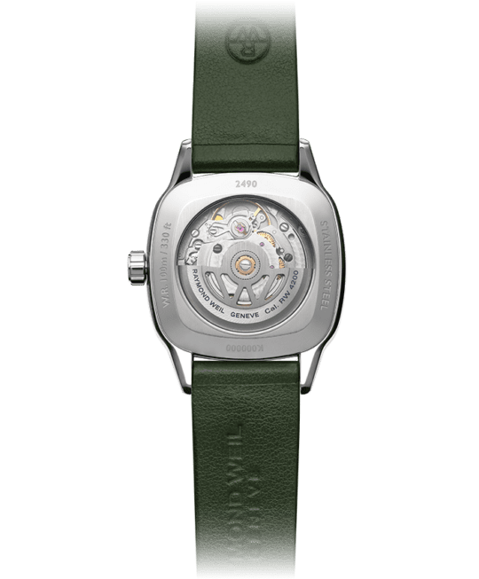 Freelancer Ladies Automatic 60 Diamonds Green Dial Leather Strap Watch, 34.5 x 34.5mm
