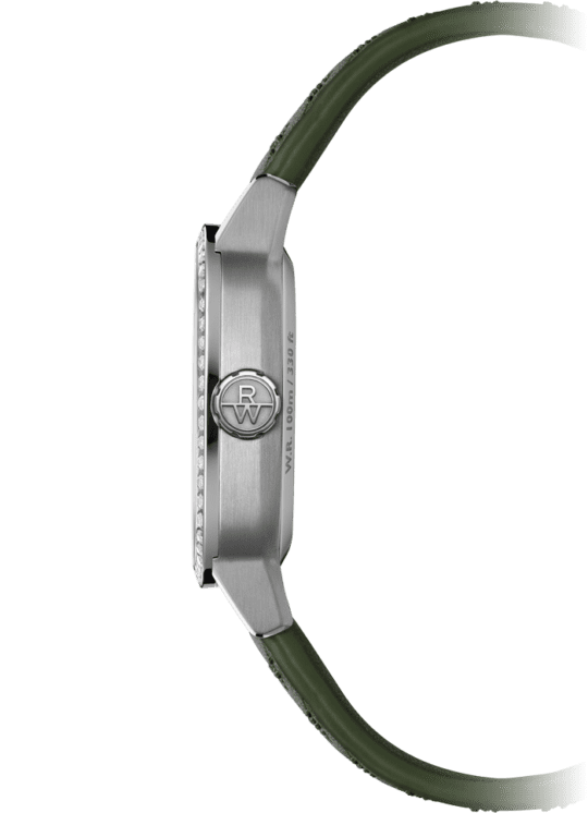 Freelancer Ladies Automatic 60 Diamonds Green Dial Leather Strap Watch, 34.5 x 34.5mm