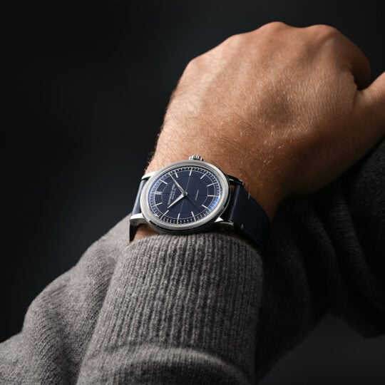 Millesime Men’s Automatic Blue Sector Dial Blue Leather Strap Watch, 39.5mm