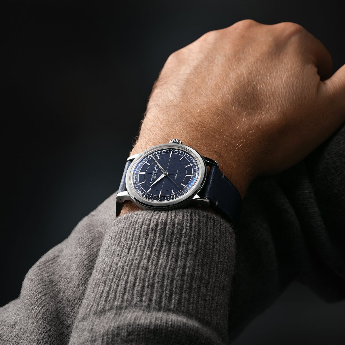 Men's Automatic Blue Leather Strap Watch - Millesime | RAYMOND WEIL