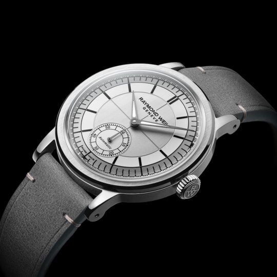 Millesime Men’s Automatic Small Seconds Silver Sector Dial Leather Strap Watch, 39.5mm