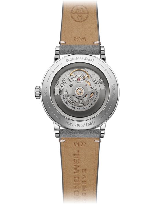 Millesime Men’s Automatic Salmon Sector Dial Grey Leather Strap Watch, 39.5mm