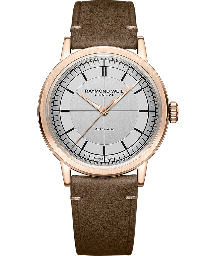 Men's Automatic Brown Leather Strap Watch - Millesime | RAYMOND WEIL