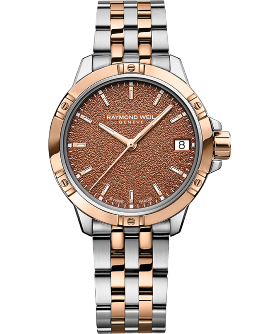 Tango Classic Ladies Quartz Two-Tone Terra Cotta Frost Dial Steel Date Watch, 30mm