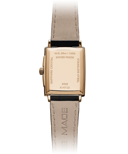 Toccata Ladies Quartz Rose Gold White Dial Leather Strap Watch, 22.6 x 28.1mm