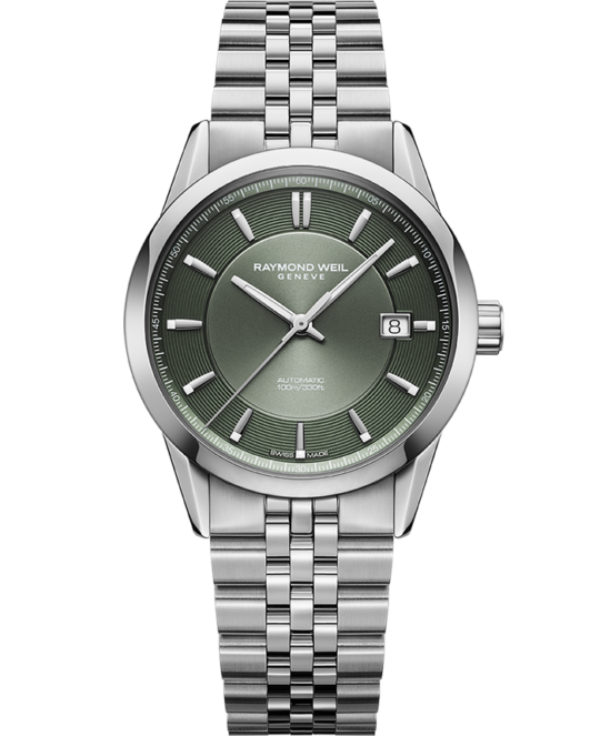 Freelancer Men’s Automatic Olive Green Dial Stainless Steel Bracelet Watch, 38 mm
