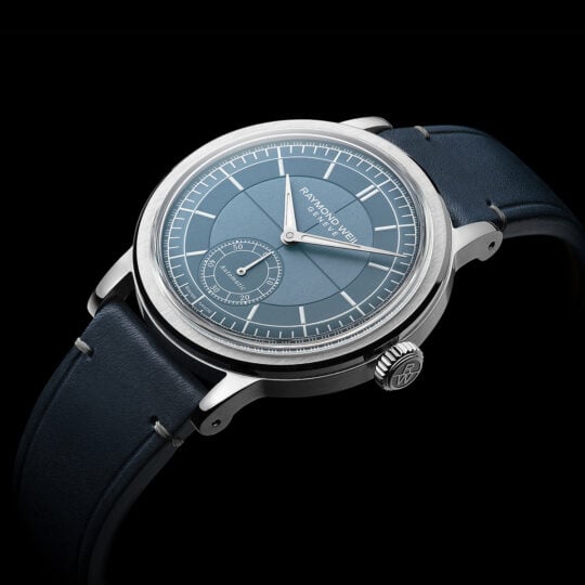 Millesime Men’s Automatic Small Seconds Denim Blue Dial Leather Strap Watch, 39.5mm
