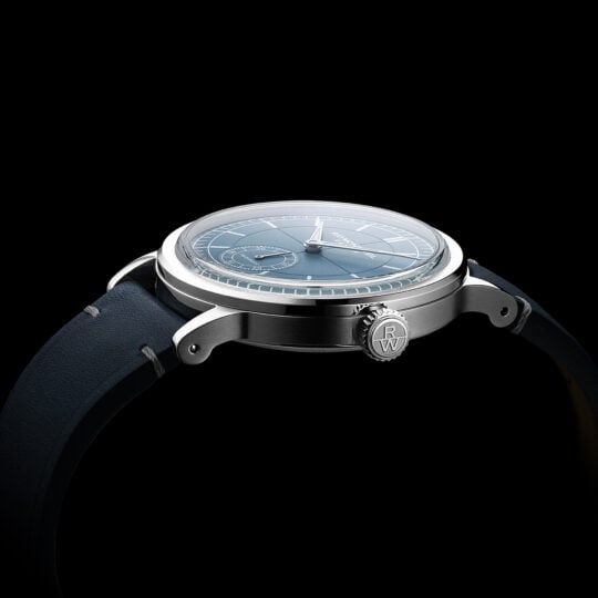 Millesime Men’s Automatic Small Seconds Denim Blue Dial Leather Strap Watch, 39.5mm