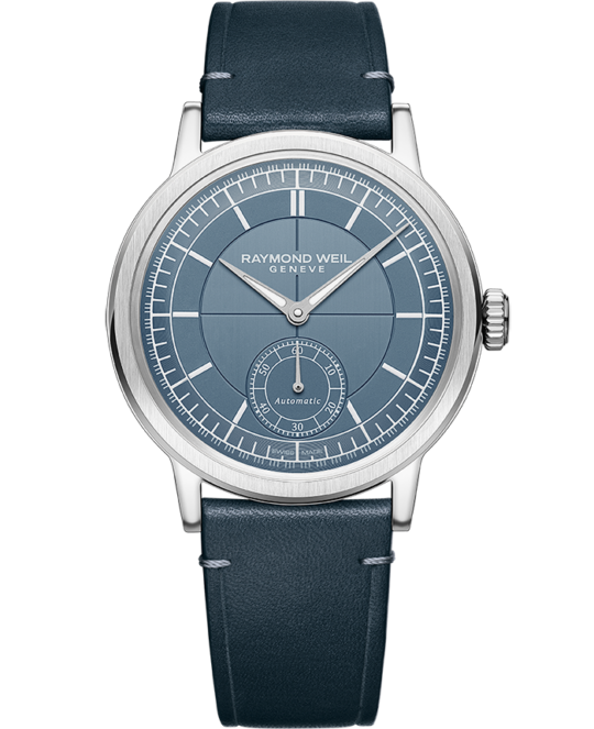Millesime Men’s Automatic Small Seconds Denim Blue Dial Leather Strap Watch, 39.5mm