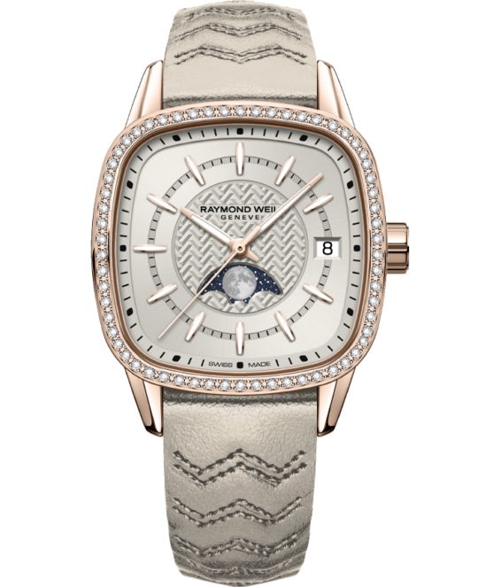 Freelancer Automatic Moon Phase and Leather Strap Watch, 34 x 34 mm