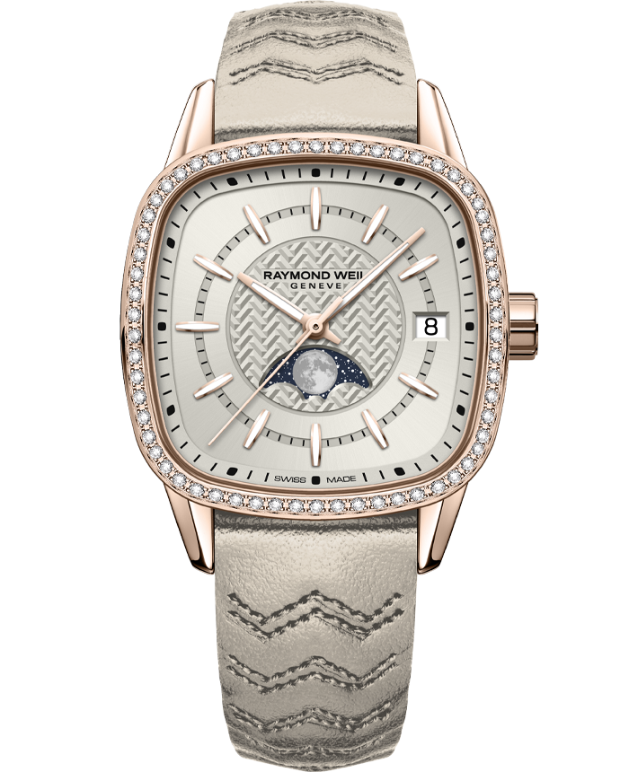 Freelancer Automatic Moon Phase and Leather Strap Watch, 34 x 34 mm