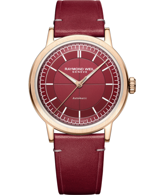 Millesime Automatic Central Seconds Red Grape Dial Watch, 39 mm