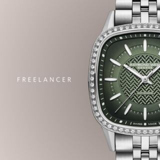 A tribute to tradition, versatility and a bold statement of individuality. 

With its stainless-steel cushion-shaped case, our Freelancer automatic features luminescent hour and minute hands with matching indexes, a fine center seconds hand and a date indication at 3 o’clock.

The diamond set bezel features 60 sparkling laboratory-grown diamonds, balancing elegance and durability.

Discover this creative timepiece online now. 

#RAYMONDWEIL #PrecisionMovements #RWFreelancer #Luxurywatches #AutomaticWatch #SwissWatch #SwissCraftsmanship #Watch #SwissMade #DiamondWatch #CushionWatch #MothersDay