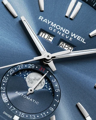 Did you know the moon design on the Freelancer Complete Calendar is inspired by an actual NASA image?

The harmonious arrangement of the day, date, month, and moon phase is perfectly orchestrated on a blue dial, accentuated by white Super-Luminova® coated indexes at their tips. The celestial display adds a poetic dimension to the complication, creating a delicate interplay of light and texture.

#RAYMONDWEIL #PrecisionMovements #RWFreelancer #AutomaticWatch #SwissWatchmaking #CompleteCalendar
